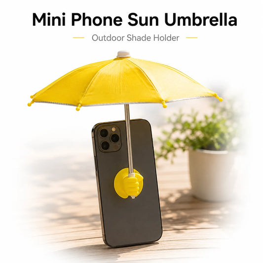 Phone Umbrella with Suction Cup UV Protection Anti Glare Universal Mini Windproof Sun Shade for Mobile Phone Outdoor Use