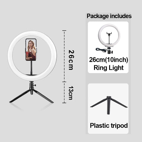 Video Light Selfie Ring Light Photography RGB Led Light Lamp With Mobile Phone Holder Large Tripod Stand For Youtube Tiktok Live