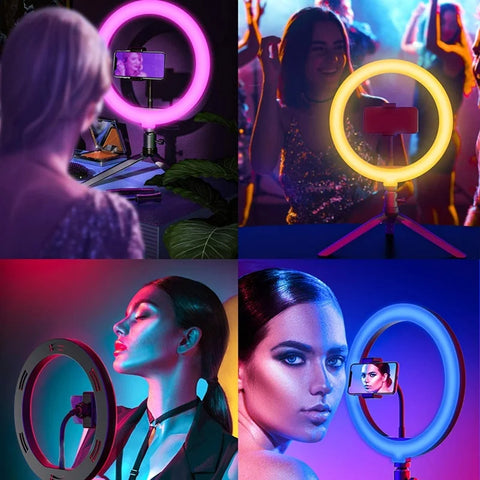 Video Light Selfie Ring Light Photography RGB Led Light Lamp With Mobile Phone Holder Large Tripod Stand For Youtube Tiktok Live
