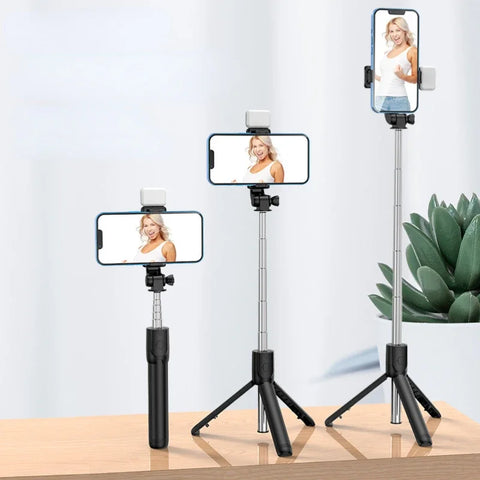 Selfie Stick Wireless Tripod Stand With Light And Bluetooth Remote Extendable Portable Phone Stand Tripod For iPhone Phone Live