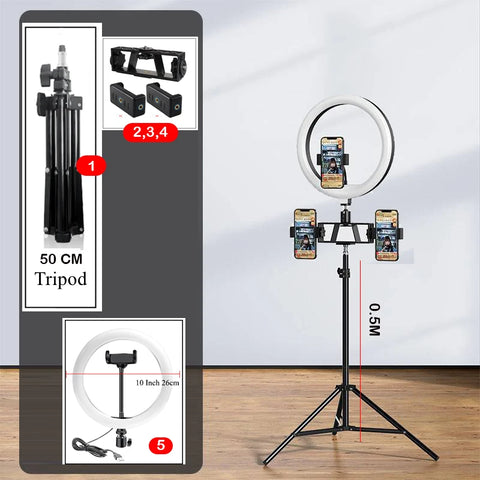 10" LED Ring Light Photographic Selfie Ring Lighting with 3 Stand for Smartphone Youtube Makeup Video Studio Tripod Ring Light
