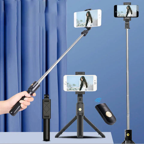 Wireless Bluetooth Selfie Stick Foldable Tripod Portable Mini Phone Tripod Extendable Monopod For iPhone Xiaomi Huawei Mini Live