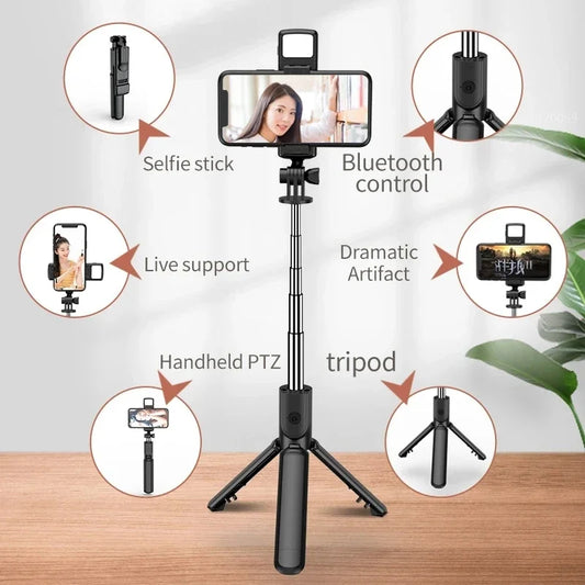 Selfie Stick Wireless Tripod Stand With Light And Bluetooth Remote Extendable Portable Phone Stand Tripod For iPhone Phone Live
