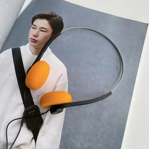 Retro Wired Small Headphones Prop