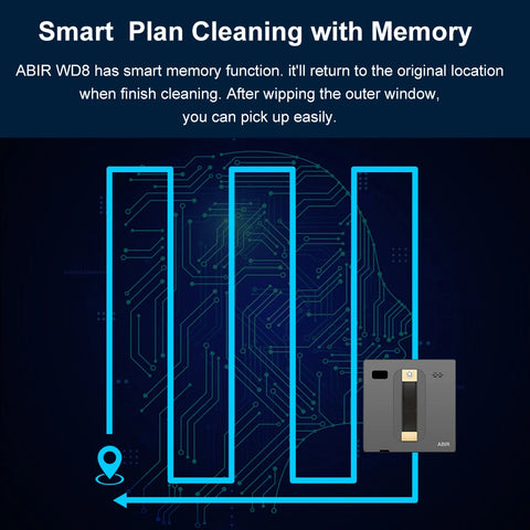 Robot Window Cleaner ABIR WD8,Dual Water Spray,Smart Memory,High Vacuum Suction, Laser Sensor, Home Wall Glass Cleaning Robot