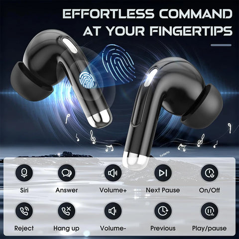 Wireless Bluetooth Earbuds: 13mm Drivers Hi-Fi Deep Bass, 30H Playtime, Touchscreen Control, Mic for Calls, IPX7 Water-Resistant