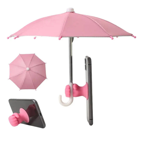 Phone Umbrella with Suction Cup UV Protection Anti Glare Universal Mini Windproof Sun Shade for Mobile Phone Outdoor Use