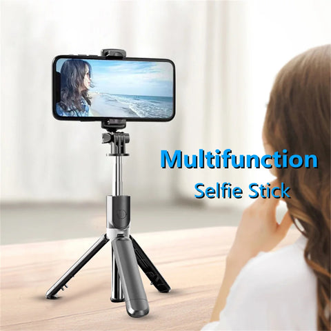 MEUYAG 2025 New Expandable Portable Tripod Selfie Stick With Remote With Detachable BT Wireless Remote Compatible for iPhone