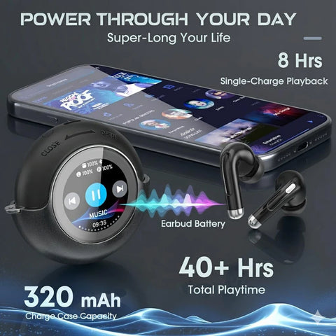 Wireless Bluetooth Earbuds: 13mm Drivers Hi-Fi Deep Bass, 30H Playtime, Touchscreen Control, Mic for Calls, IPX7 Water-Resistant