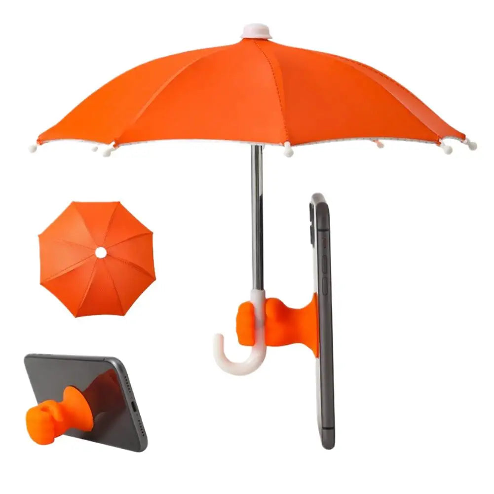Phone Umbrella with Suction Cup UV Protection Anti Glare Universal Mini Windproof Sun Shade for Mobile Phone Outdoor Use